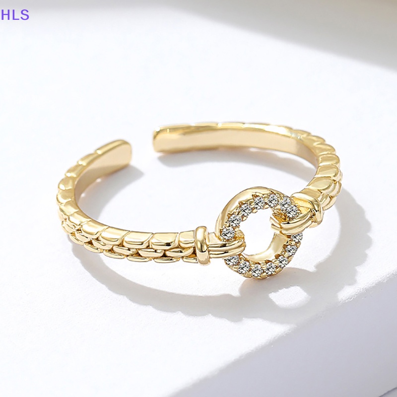 Nhẫn Tròn Hở Bằng Hợp Kim Zircon Lấp Lánh Thời Trang Cho Nữ