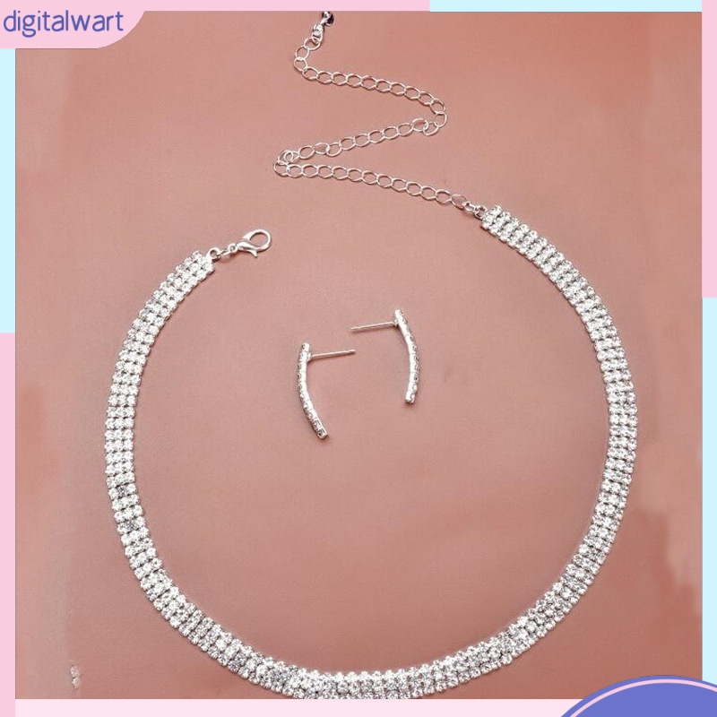 Bộ Trang Sức Hai Món Gồm Vòng cổ + Bông Tai Đính Đá zircon Sang Trọng