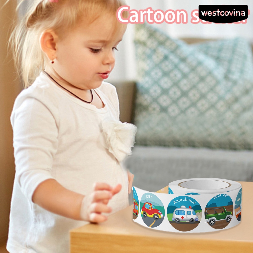 [WSTN] [WSTN]✎Cuộn 500 Miếng Dán Trang Trí In Hình Hoạt Hình Bằng Đồng Tự Dính Có Thể Tháo Gỡ