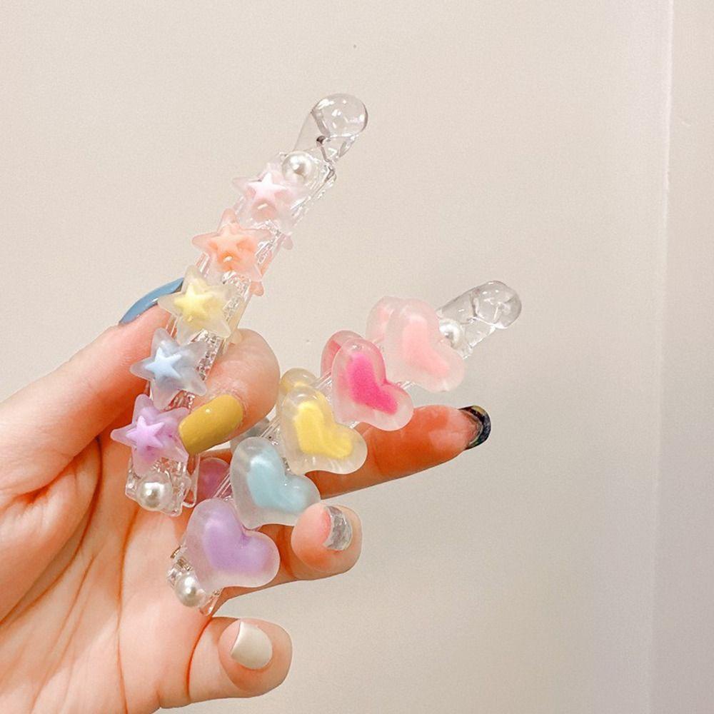 TWINKLE Kẹp Tóc Càng Cua Bằng Acrylic Hình Ngôi Sao Nhiều Màu Sắc Cổ Điển Cho Nữ