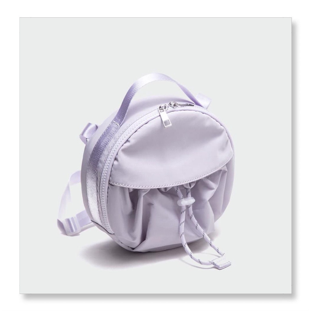 Túi Đeo Chéo Dây Rút Dáng Tròn Nhỏ Vải Nilon Màu Tím Thời Trang Cao Cấp