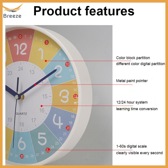 Đồng Hồ Treo Tường 10inch Không Ồn Nhiều Màu Sắc Trang Trí Lớp Học / Phòng Ngủ / Phòng Trẻ Em