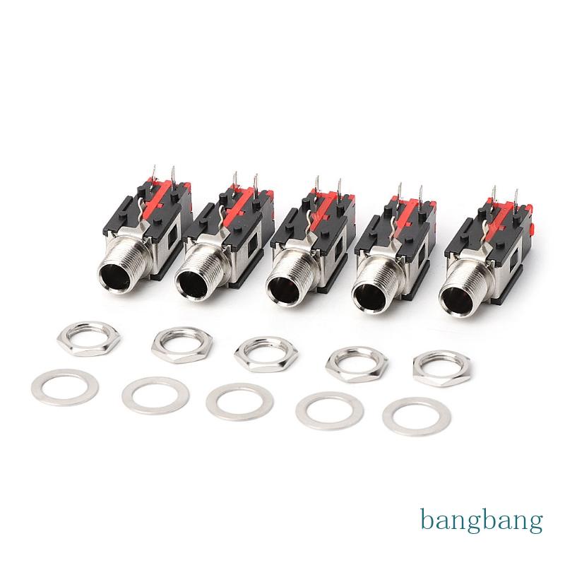 Set 5 Đầu Nối Jack Cắm Tai Nghe 6 35mm 1 4 2Pin Female o Cho Điện Thoại