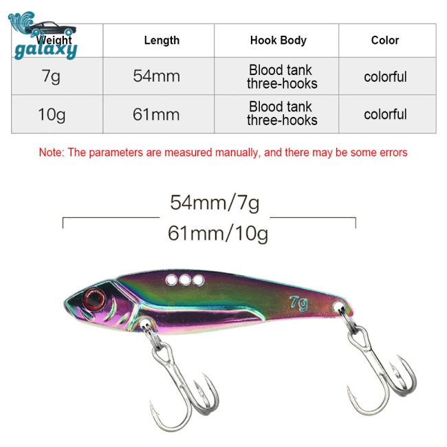 Galaxy Set 5 Mồi Câu Cá Giả 7g10g Nhiều Màu Sắc