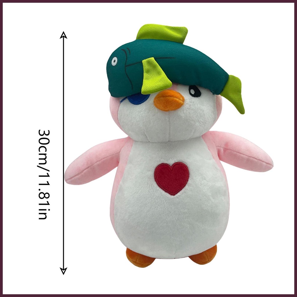 Thú Nhồi Bông Hình Chim Cánh Cụt Mũ Cá Dễ Thương Cho Bé