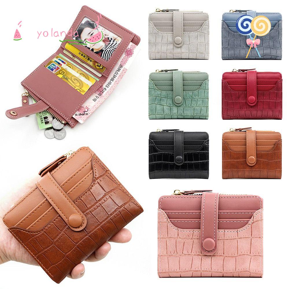 Ví Da PU Đựng Thẻ Dạng Gập Nhỏ Có Khóa Kéo Thời Trang Cho Nữ