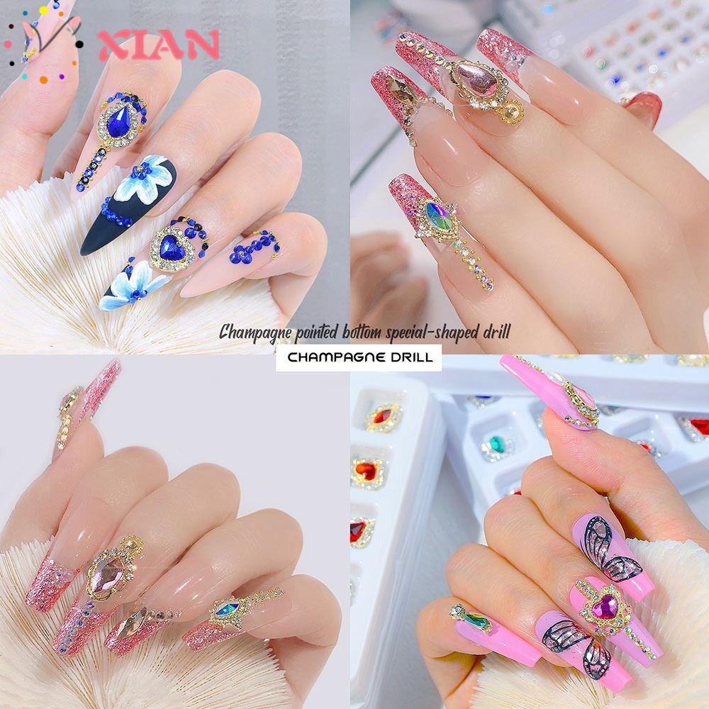 XIANTIN Bộ 20 HạT ĐíNh Trang Trí MóNg HìNh Tim 3D