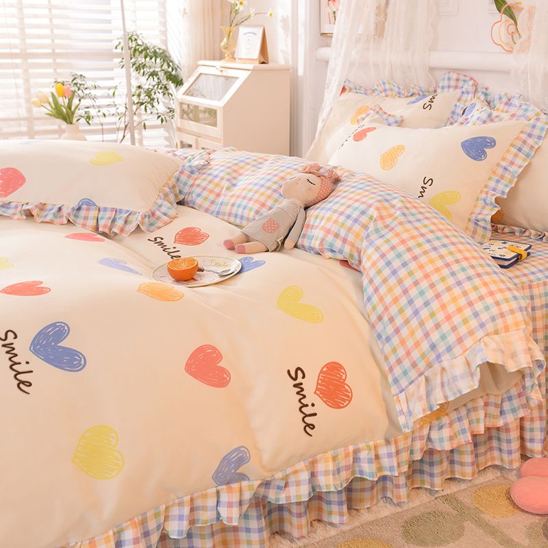 Vỏ Gối Chăn Và Ga Giường Nhồi Bông Hình Gấu Dâu Tây Đáng Yêu