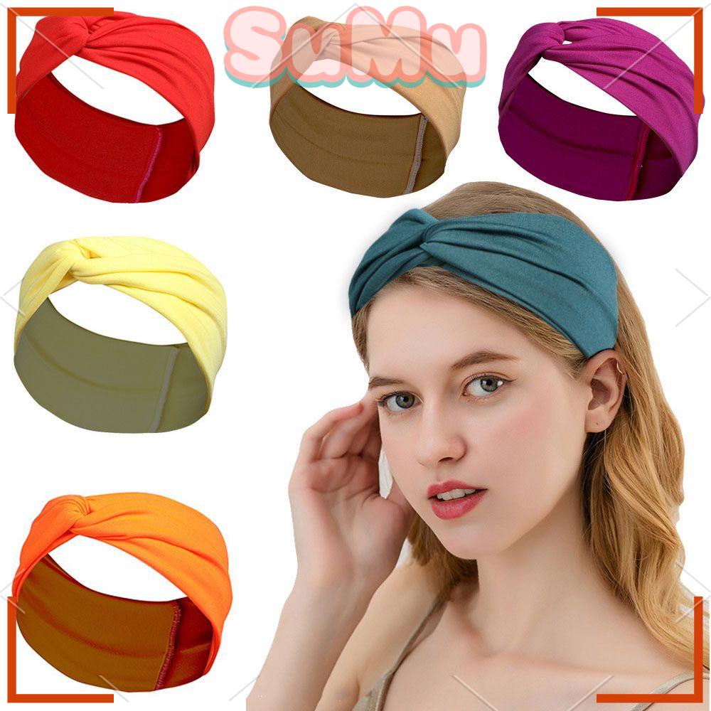SUMU Băng Đô Turban Màu Trơn Thời Trang Cho Nữ