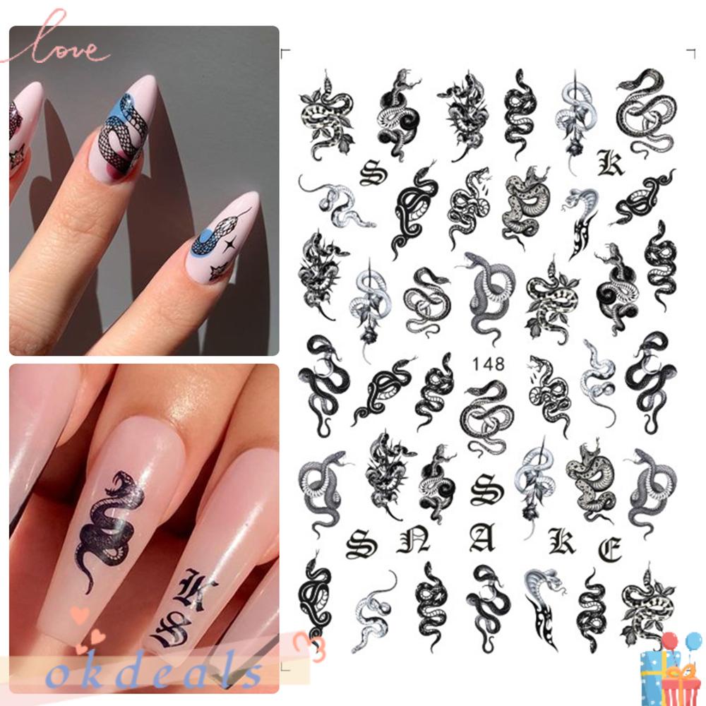 OKDEALS Miếng Dán Trang Trí Móng Tay Phong Cách Gothic Thời Trang