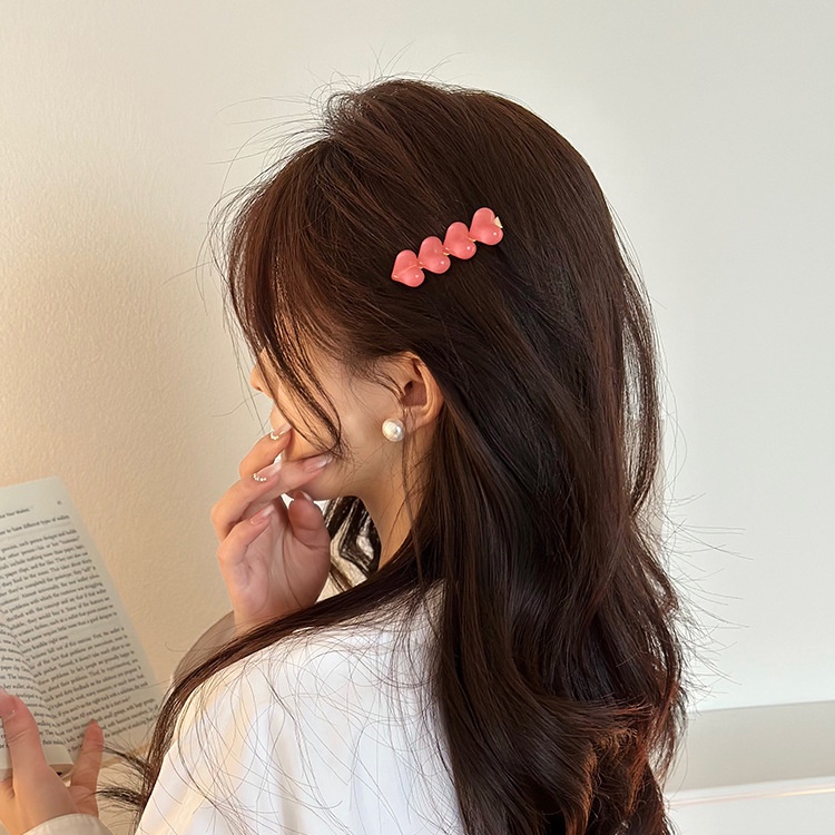 Kẹp Tóc Bên Hông Màu Hồng Dễ Thương Phong Cách Hàn Quốc Thời Trang Mùa Hè Cho Bạn Gái