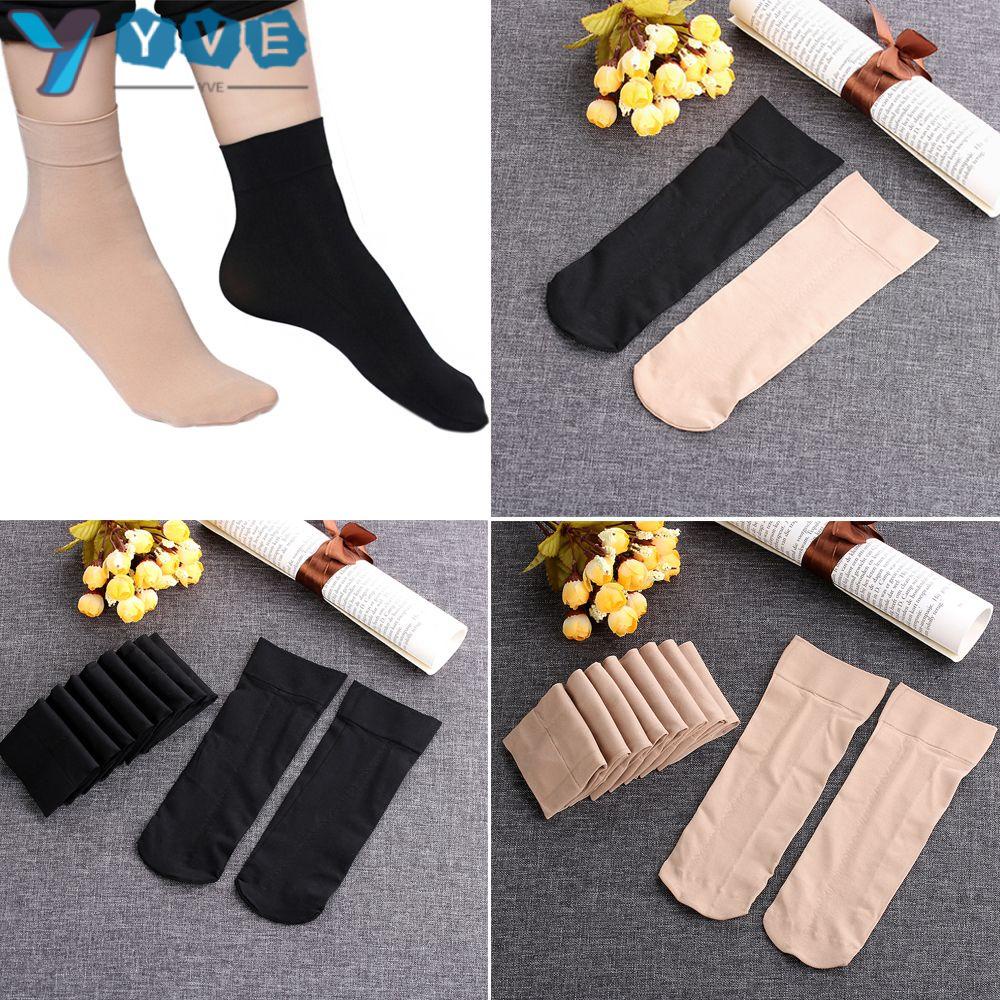 YVE Set 1 / 5 / 10 Đôi Tất Cotton Màu Trơn Ấm Áp Cho Nữ
