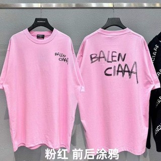 Áo Thun Tay Ngắn Cổ Tròn Dáng Rộng In Chữ Graffiti Thời Trang