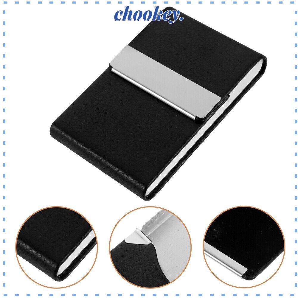 CHOOKEY Ví Đựng Thẻ Bằng Thép Không Gỉ Phối Da Pu Phong Cách Doanh Nhân Sang Trọng