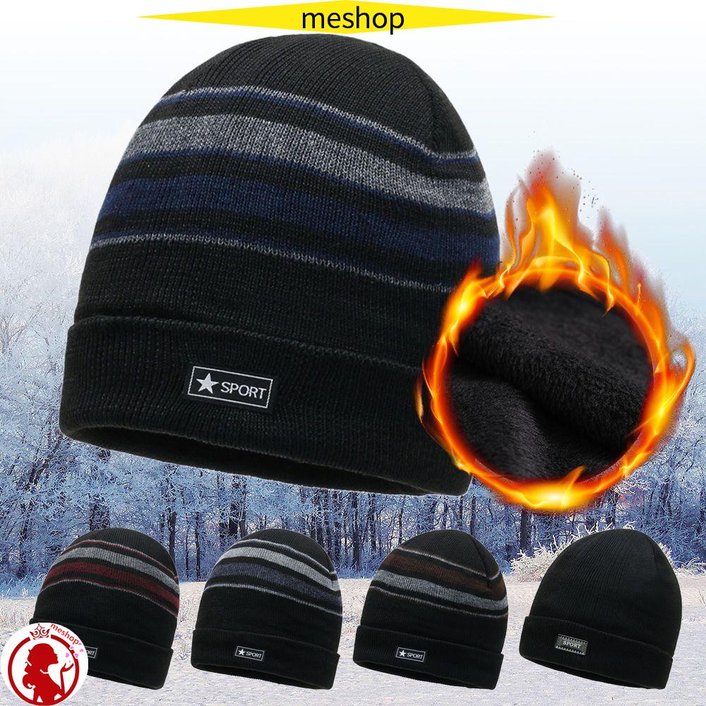 ME Mũ Len Beanie Nam Nữ Sọc Ngang 5 Màu Dễ Thương