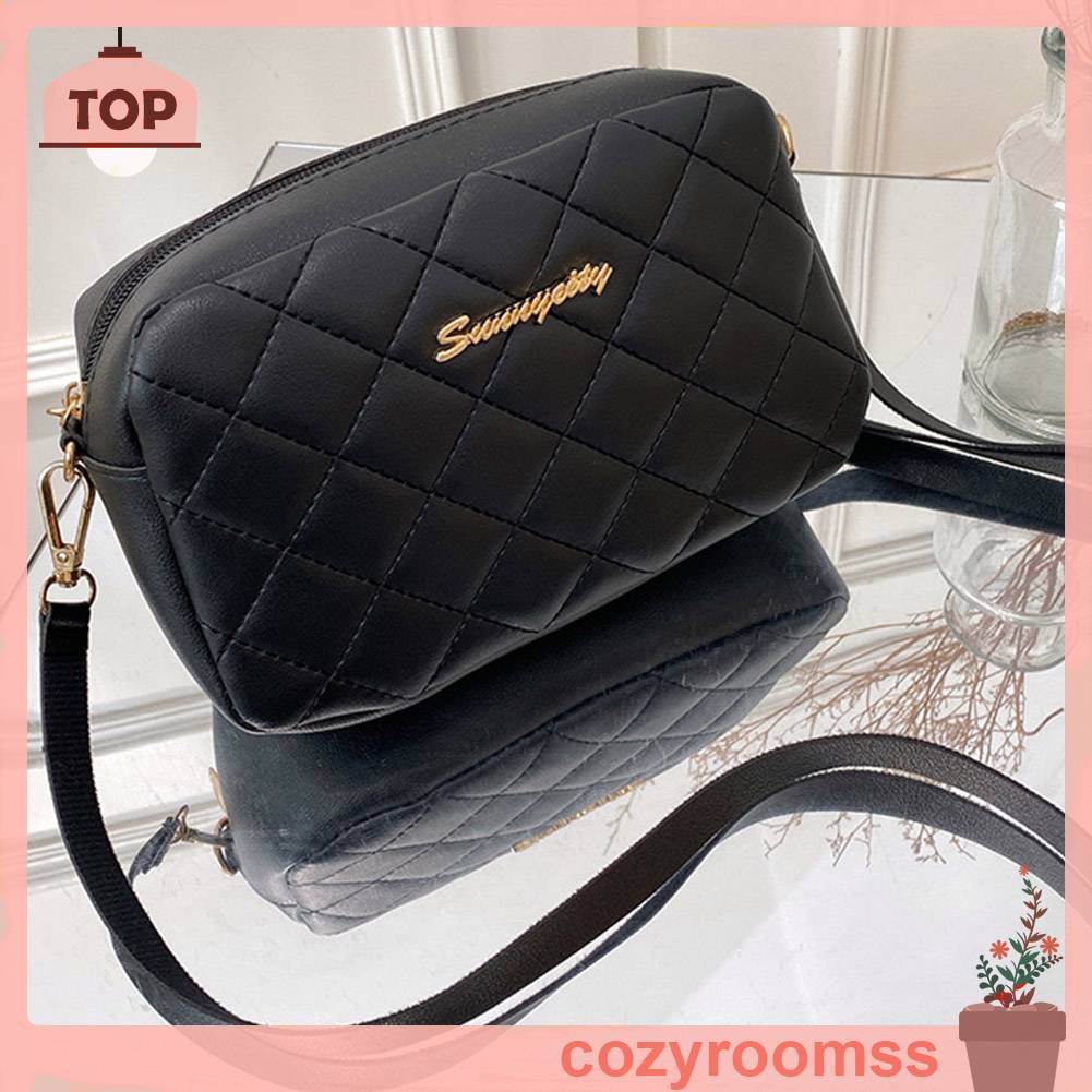 Túi Da PU Đeo Chéo Thêu Họa Tiết Lưới Thời Trang Cho Nữ