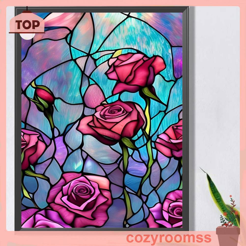 Tranh Đính Đá Kim Cương Toàn Bộ 5D DIY Hình Vẽ Hoa Hồng Trang Trí Nhà Cửa