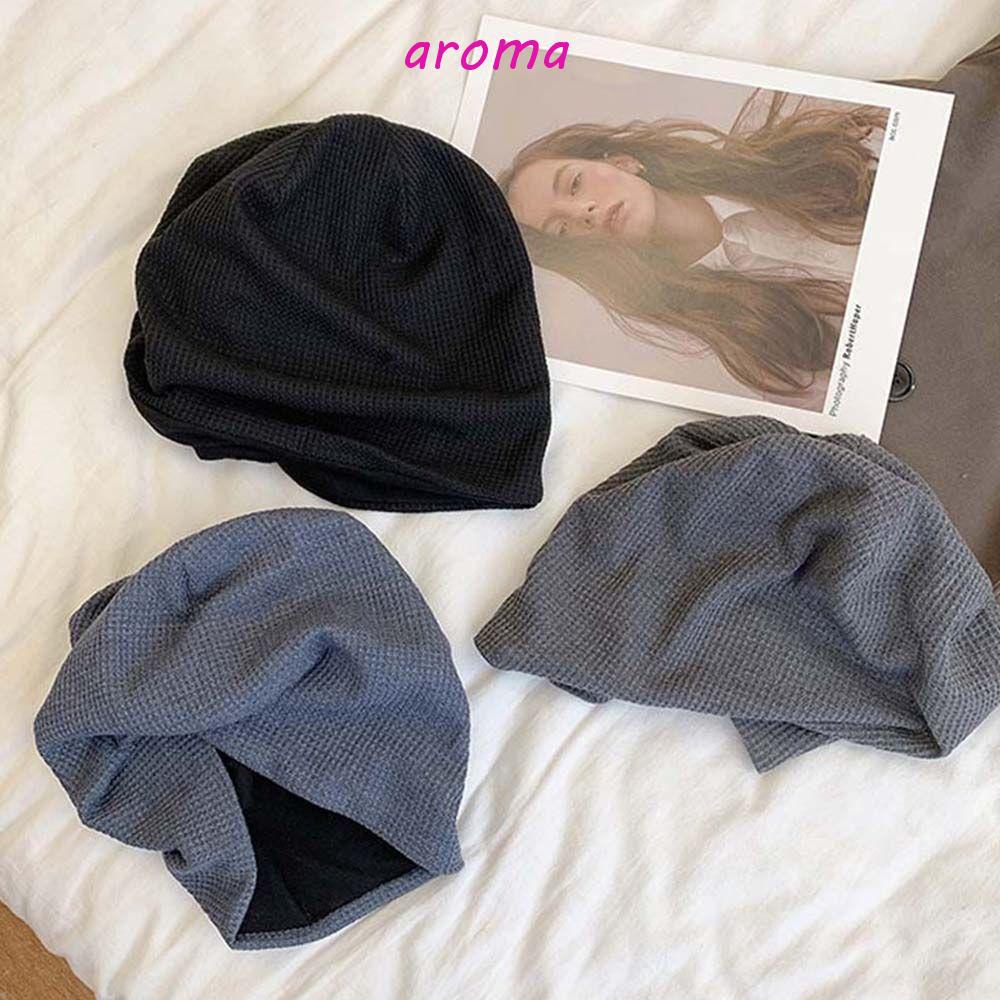 AROMA Mũ Beanie Dệt Kim Mềm Mại Màu Trơn Phong Cách Hàn Quốc Thời Trang Xuân Hè Cho Nữ