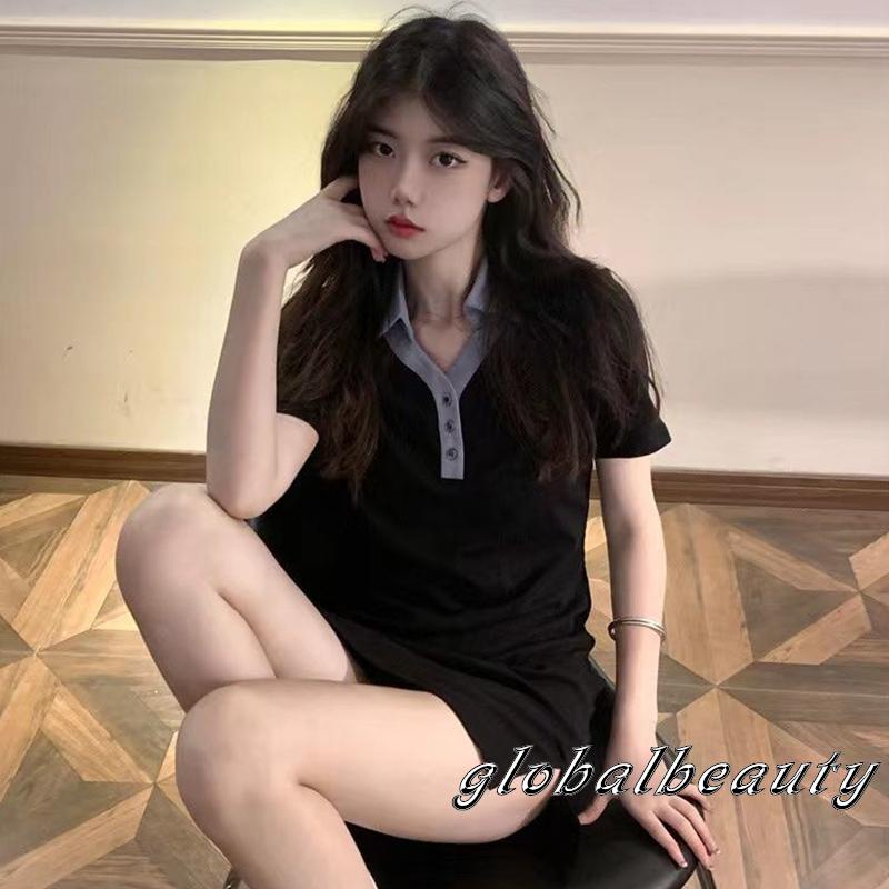 Đầm Ngắn Tay Cổ Bẻ Form Ôm Phong Cách Đường Phố Thời Trang Mùa Hè