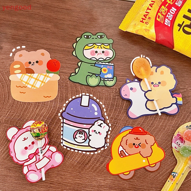 Set 50 Tấm Thiệp Kẹo Mút Bằng Giấy Họa Tiết Hoạt Hình Dễ Thương