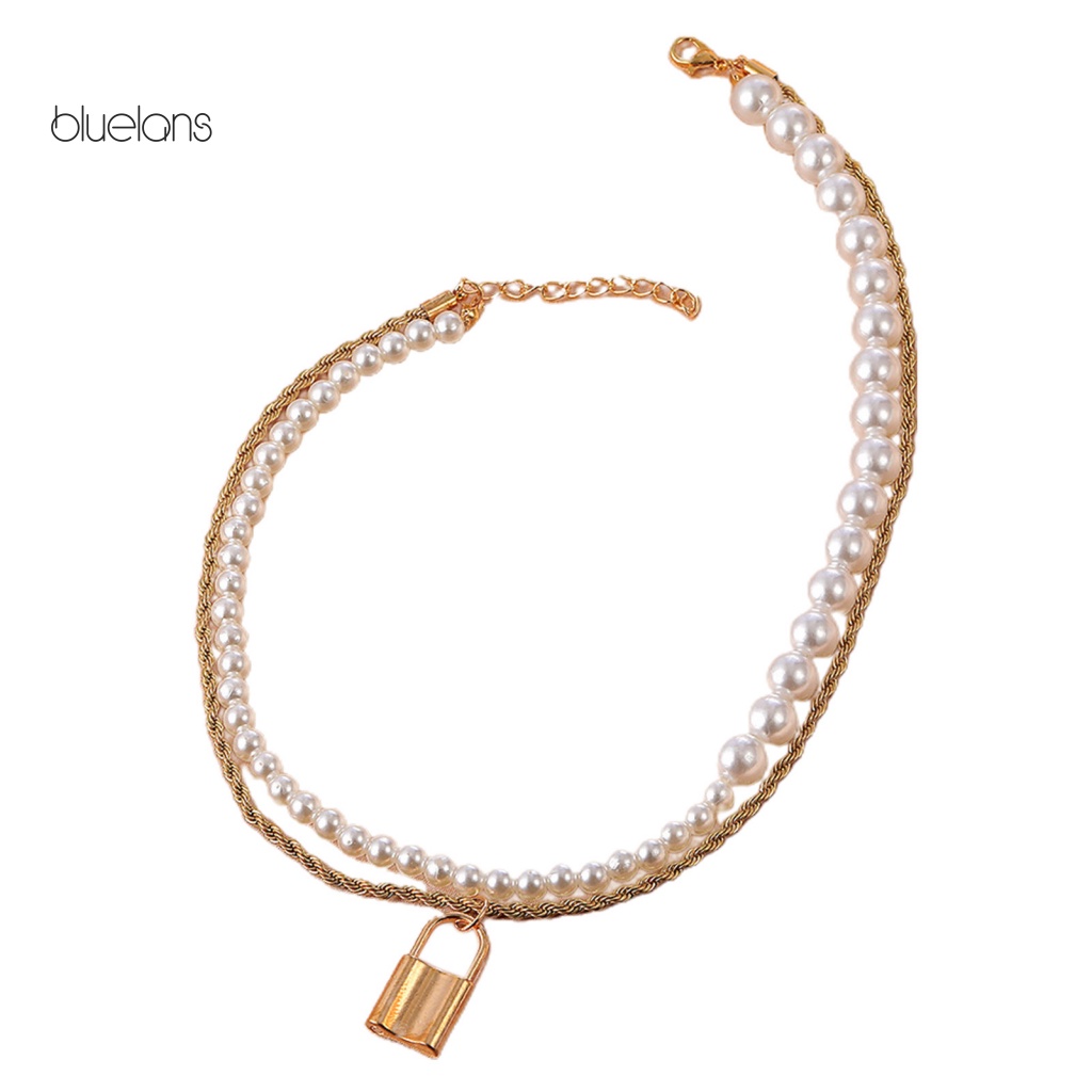 Vòng cổ Hai Lớp Đính Ngọc Trai Nhân Tạo Thời Trang Dành Cho Nữ