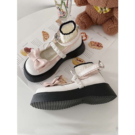 Giày Mary Jane Da Nhỏ Nơ Nữ 2023 Mùa Xuân Mới Lolita Đáy Dày