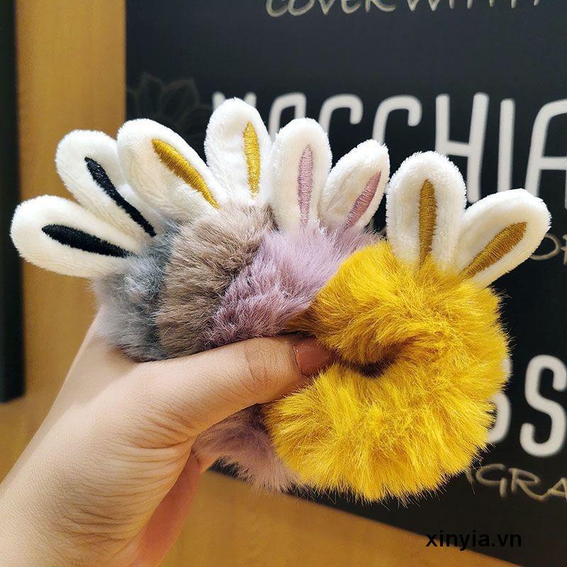 Dây cột tóc trang trí tai thỏ xinh xắn phong cách Hàn Quốc