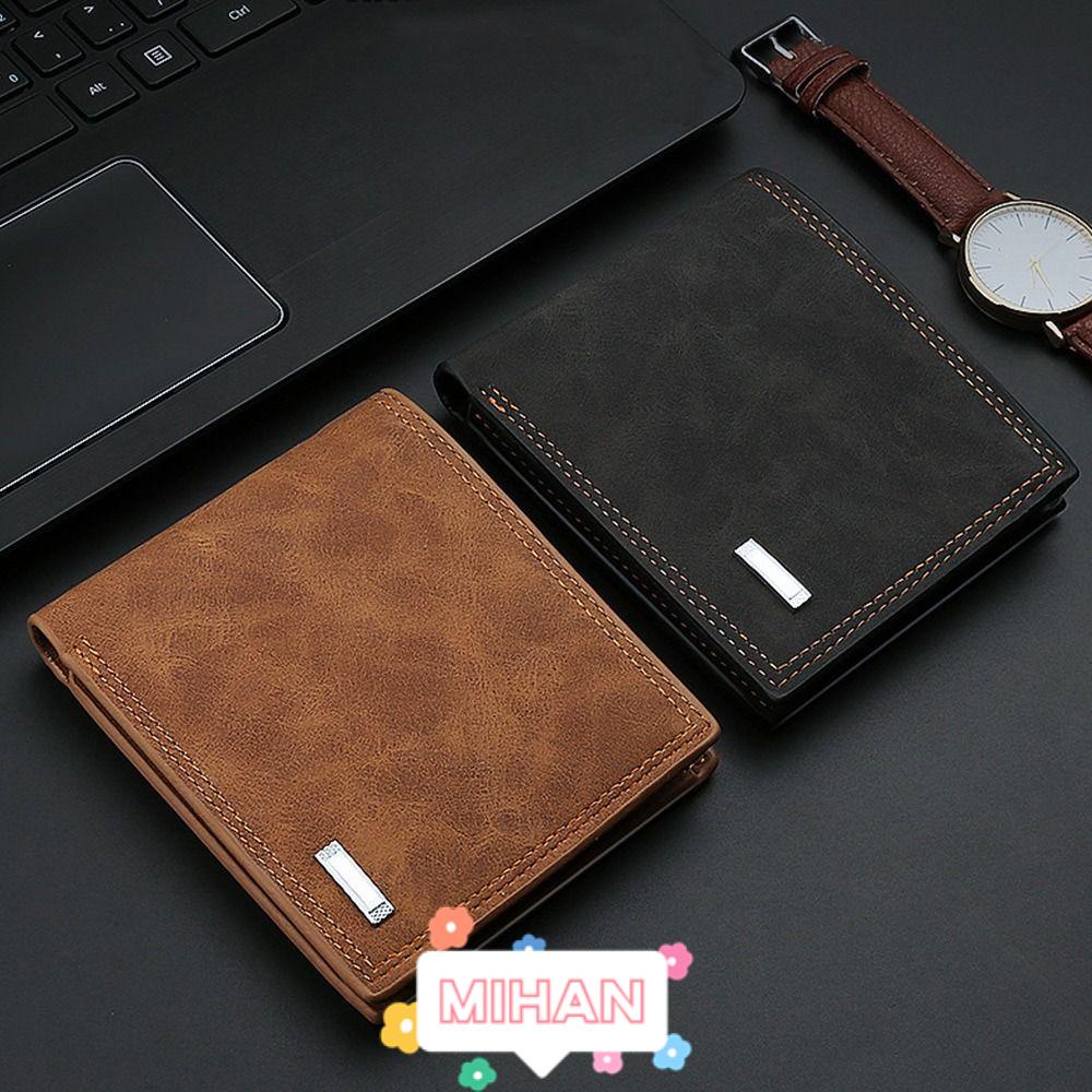 MIHAN1 Ví Da PU Dáng Vuông Gập Ba Thời Trang