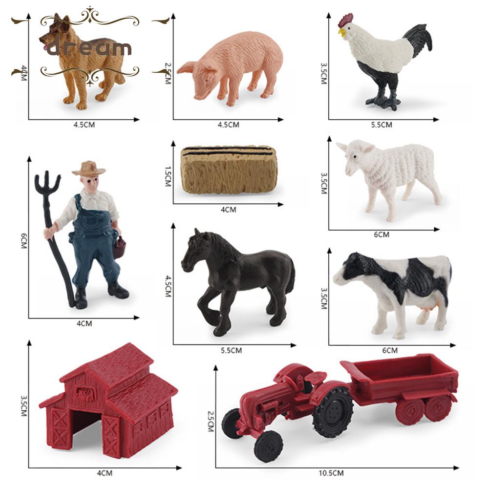 【DREAMLIFE】High Quality and Durable Farm Animals Figure Model for Model Train Scenes 8 Pack