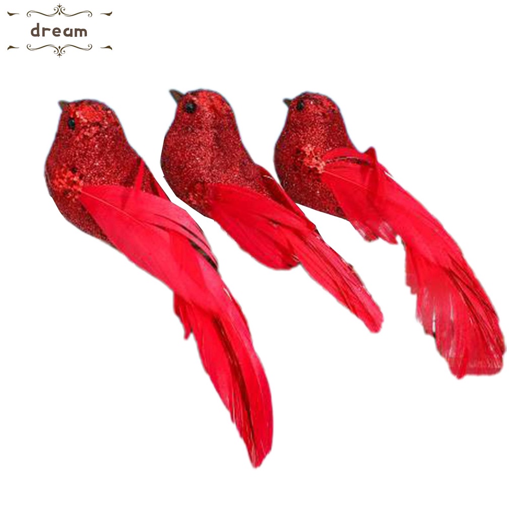 【DREAMLIFE】12 PCS Artificial Feather Birds Clips High Quality For Wreaths Christmas Decor