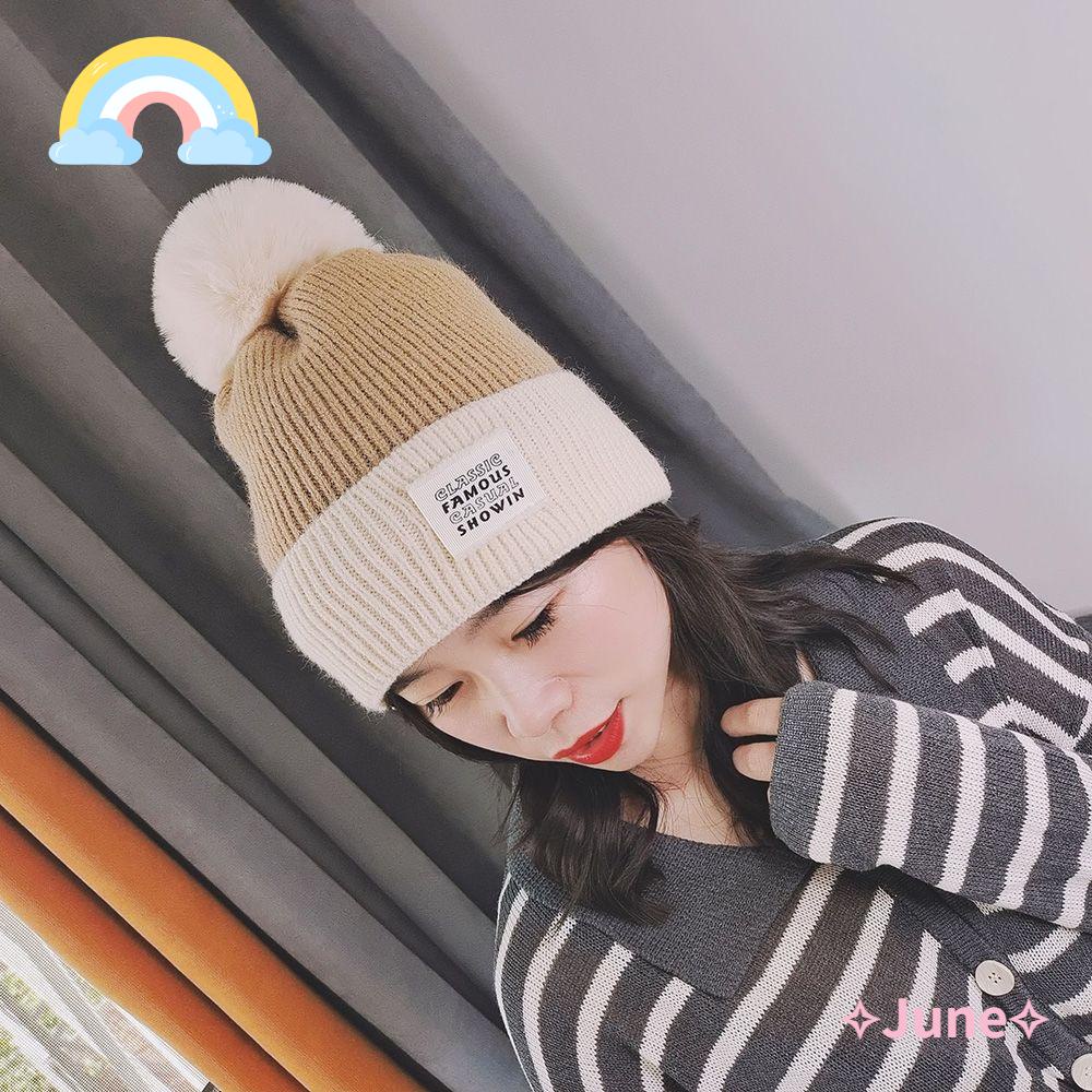 JUNE Mũ Len Co Giãn Tốt Thời Trang Thu Đông Dễ Phối Đồ Cho Nữ