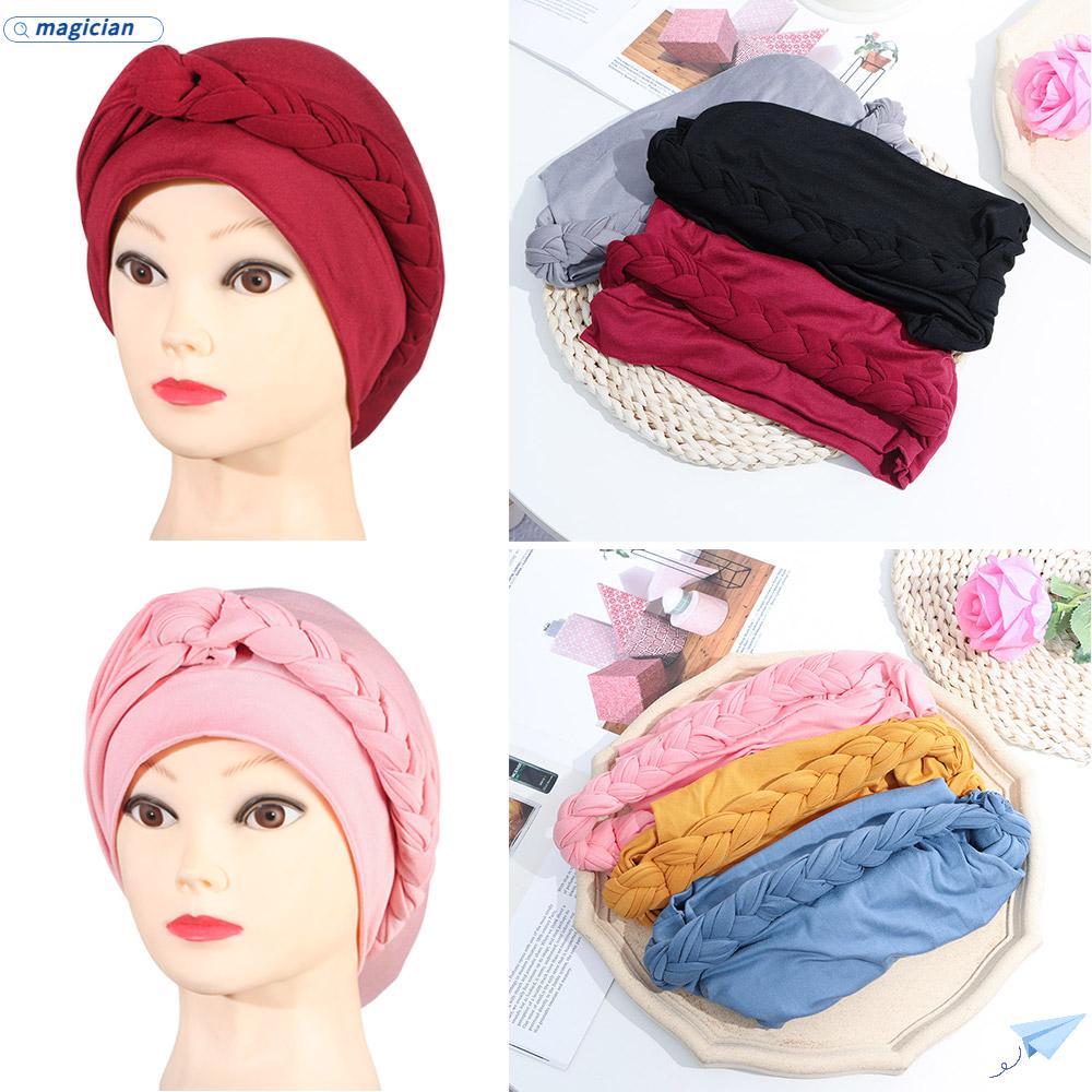 MAG Mũ Turban Màu Trơn Co Giãn Tốt Thời Trang Cho Nữ Ốp