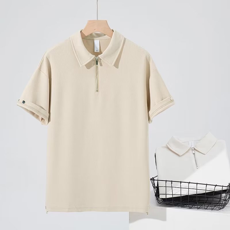 Áo polo Tay Ngắn Màu Trơn Đơn Giản Thoải Mái Phong Cách Harajuku Nhật Bản Thời Trang Cho Nam