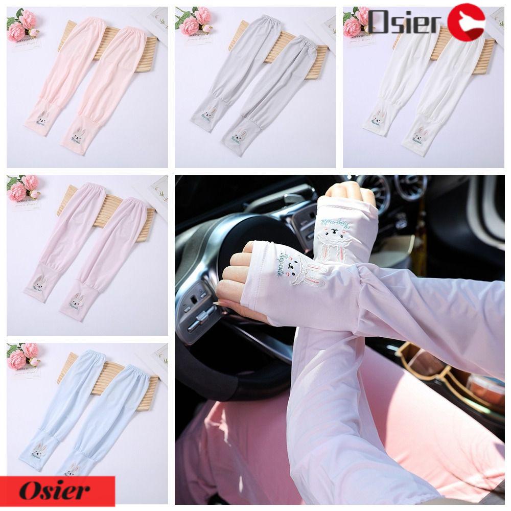 Vỏ Bọc Tay Áo Đèn Lồng Bằng Lụa Lạnh Mỏng Chống Tia UV Thêu Họa Tiết Chú Thỏ Dễ Thương Thời Trang Mùa Hè Cho OSIER1