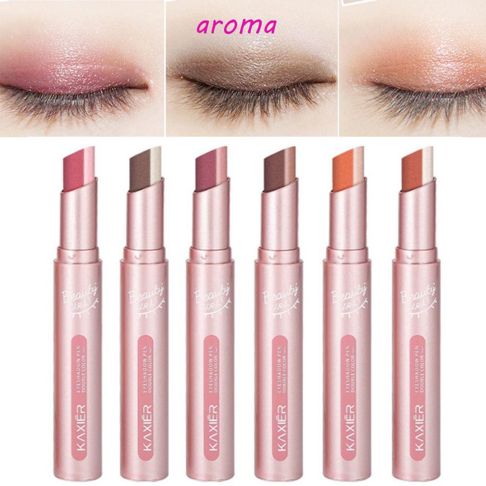 AROMA Thỏi Phấn Mắt Hai Màu Sắc Hiệu Ứng Lì / Ánh Nhũ Chống Nước Tự Nhiên