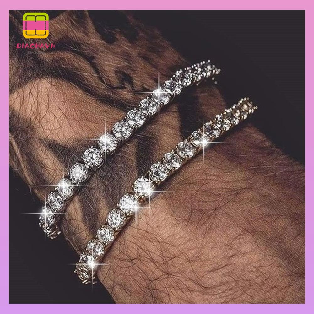 DIACHAVN Vòng Tay Đính Đá Lấp Lánh Sang Trọng Phong Cách Hiphop