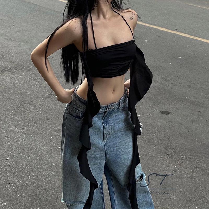 Áo Không Tay Phối Bèo Hở Lưng Thời Trang Mùa Hè CY03 Dành Cho Nữ