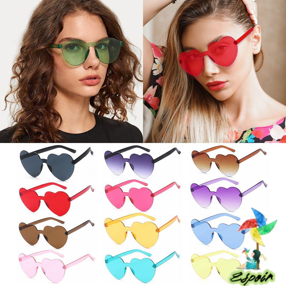 ESPO Kính Mát Hình Trái Tim Trong Suốt Màu Kẹo Ngọt Cho Nữ