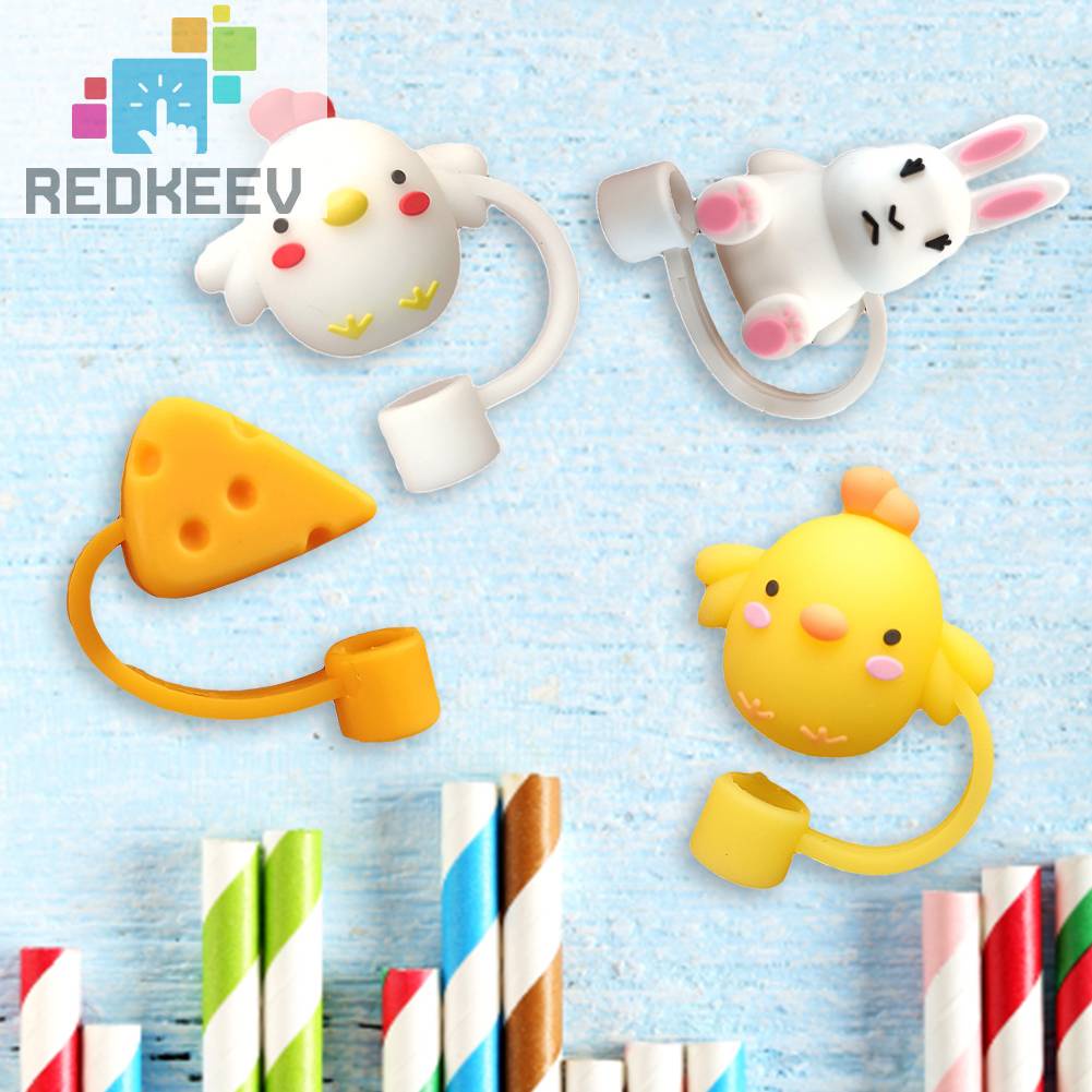 Nắp Đậy Ống Hút Bằng Silicon Họa Tiết Hoạt Hình Dễ Thương Kích Thước 6-8mm