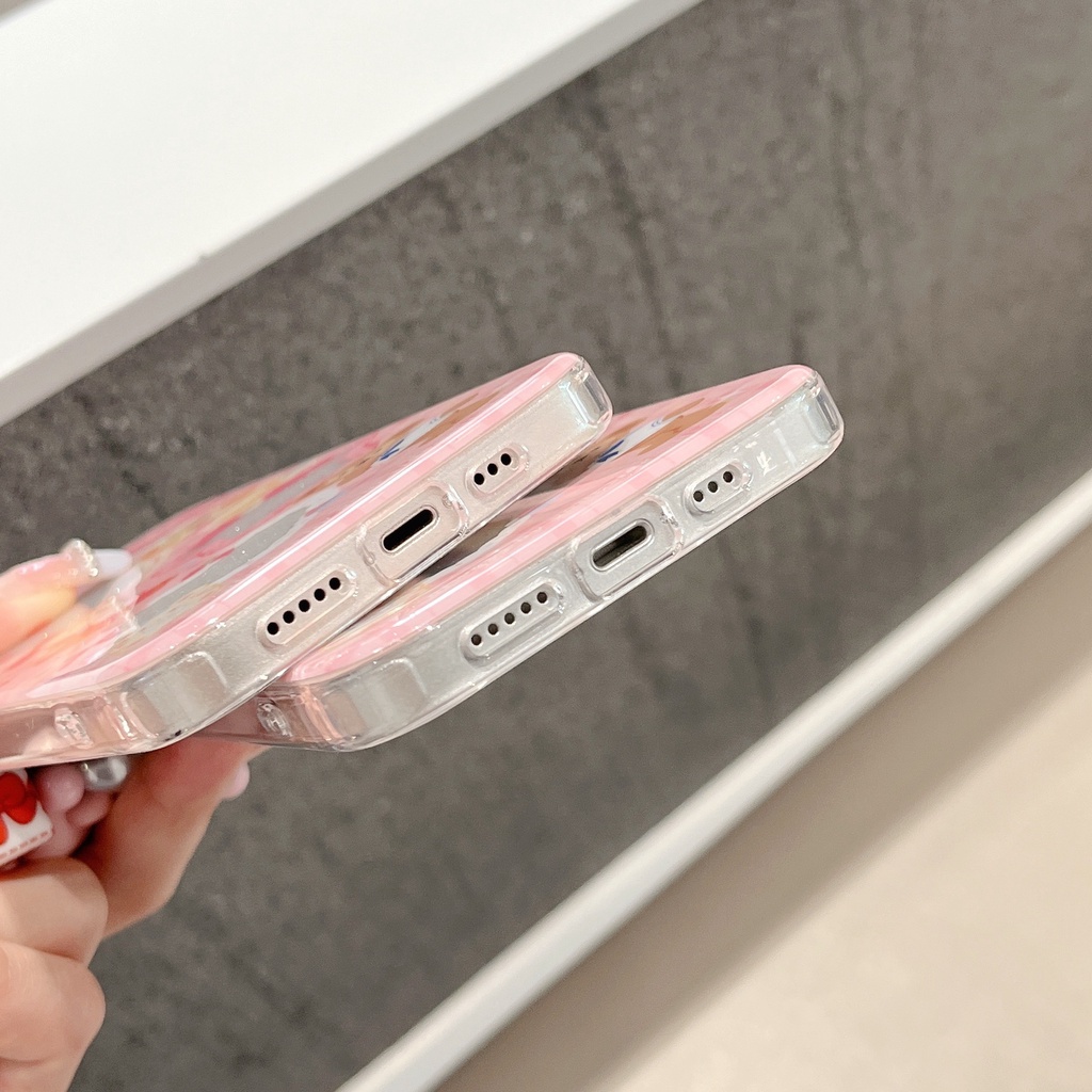 Ốp Điện Thoại Chống Sốc Hai Mặt Họa Tiết Gấu Duffy Kèm Dây Đeo Dành Cho IPhone 14 13 12 11 Pro Max