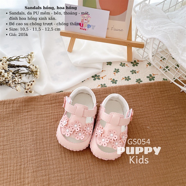 (GS054) (0-18m) Sandals dành cho bé gái (PUPPY KIDS)