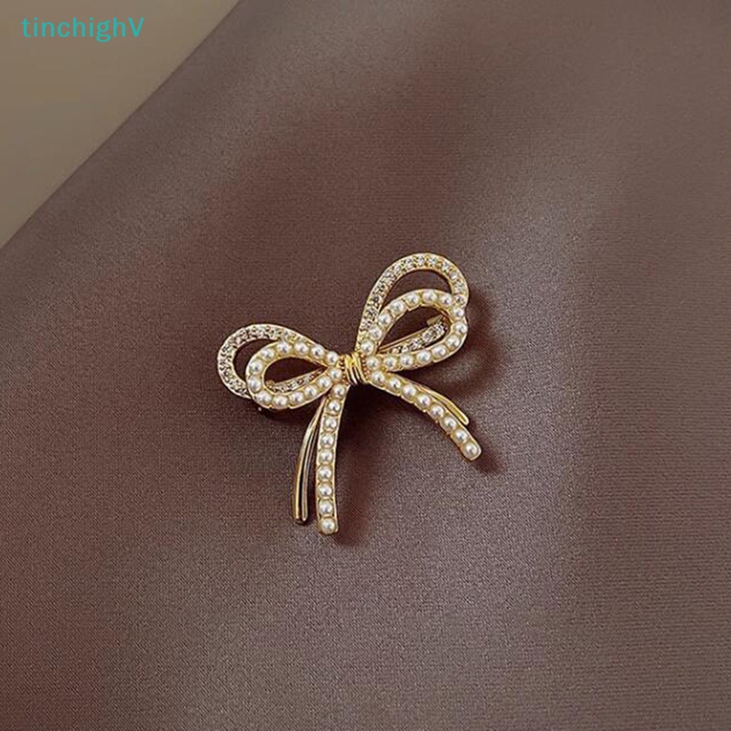 [TinchighV] Ghim Cài Áo Hình Nơ Đính Ngọc Trai Thời Trang Cao Cấp Chống Ánh Sáng Dành Cho Nữ [Mới]