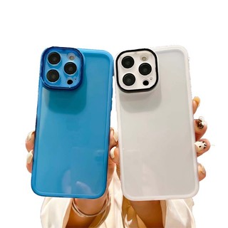 Casing For iPhone 15 14 13 12 14plus 14+ 13pro 14pro 12pro PRO MAX Clear With Lens Protector Solid Color Transparent Shockproof Soft Phone Case 1MY 01