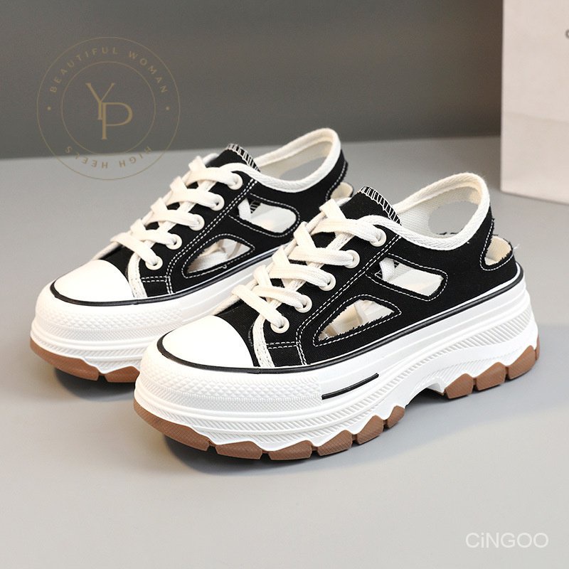 Giày Vải Canvas Br312 Thời Trang Mùa Hè 2023 Đế Dày Tăng Chiều Cao Thoáng Khí Phong Cách Mới Cho Nữ