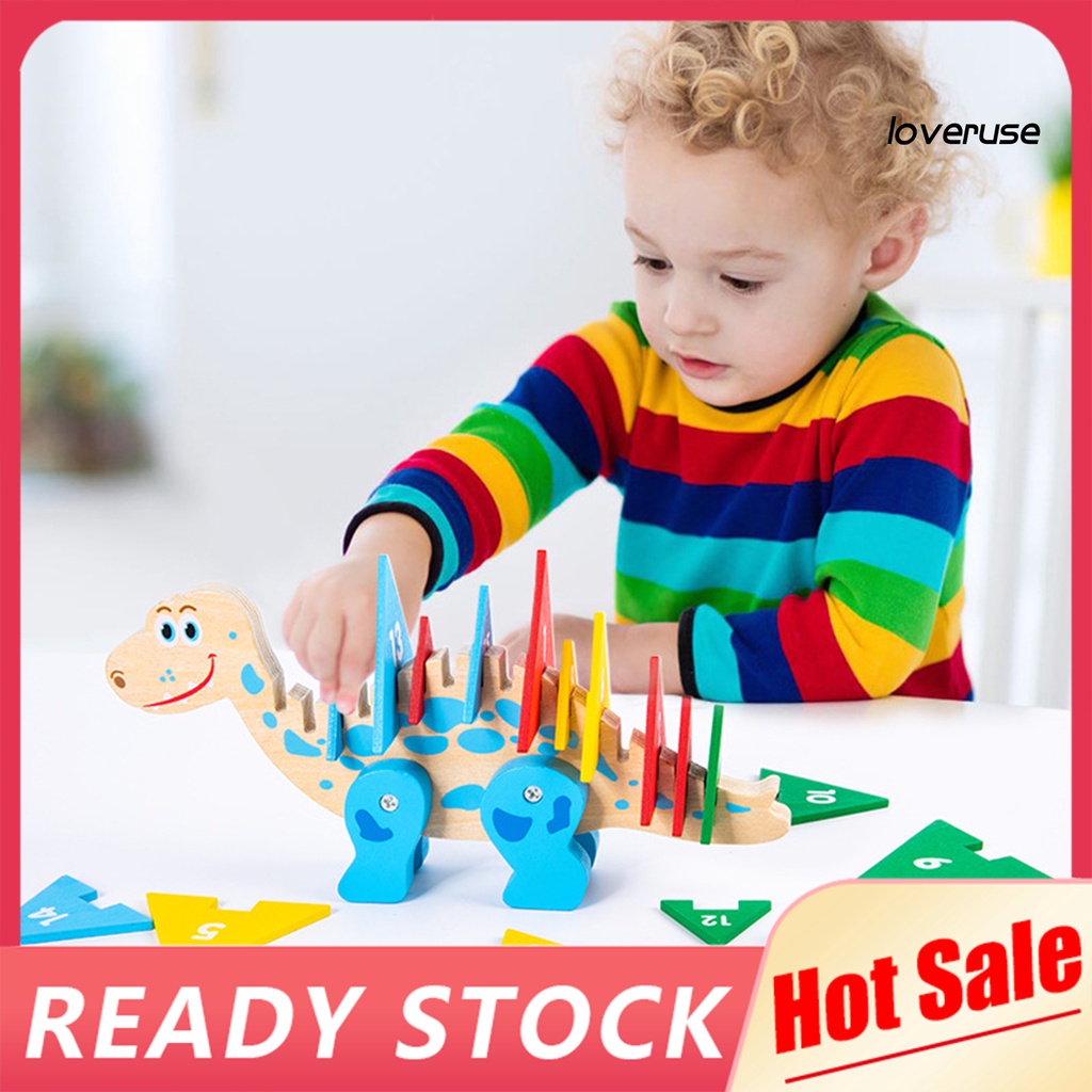 1 Bộ Đồ Chơi Xếp Hình Khủng Long Bằng Gỗ Nhận Biết Màu Sắc Dành Cho Trẻ Mẫu Giáo