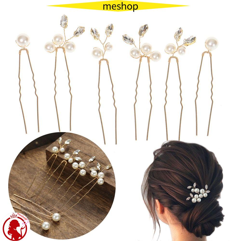 ME Set 6 Kẹp Tóc Đính Đá Thời Trang Cho Cô Dâu