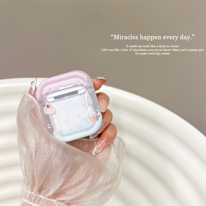 Vỏ Bảo Vệ Hộp Sạc Tai Nghe Bluetooth Không Dây Airpods1 / 2 3 Pro Pro2 Air Pods Pro 3 Hình Cây Kem Dễ Thương Ốp
