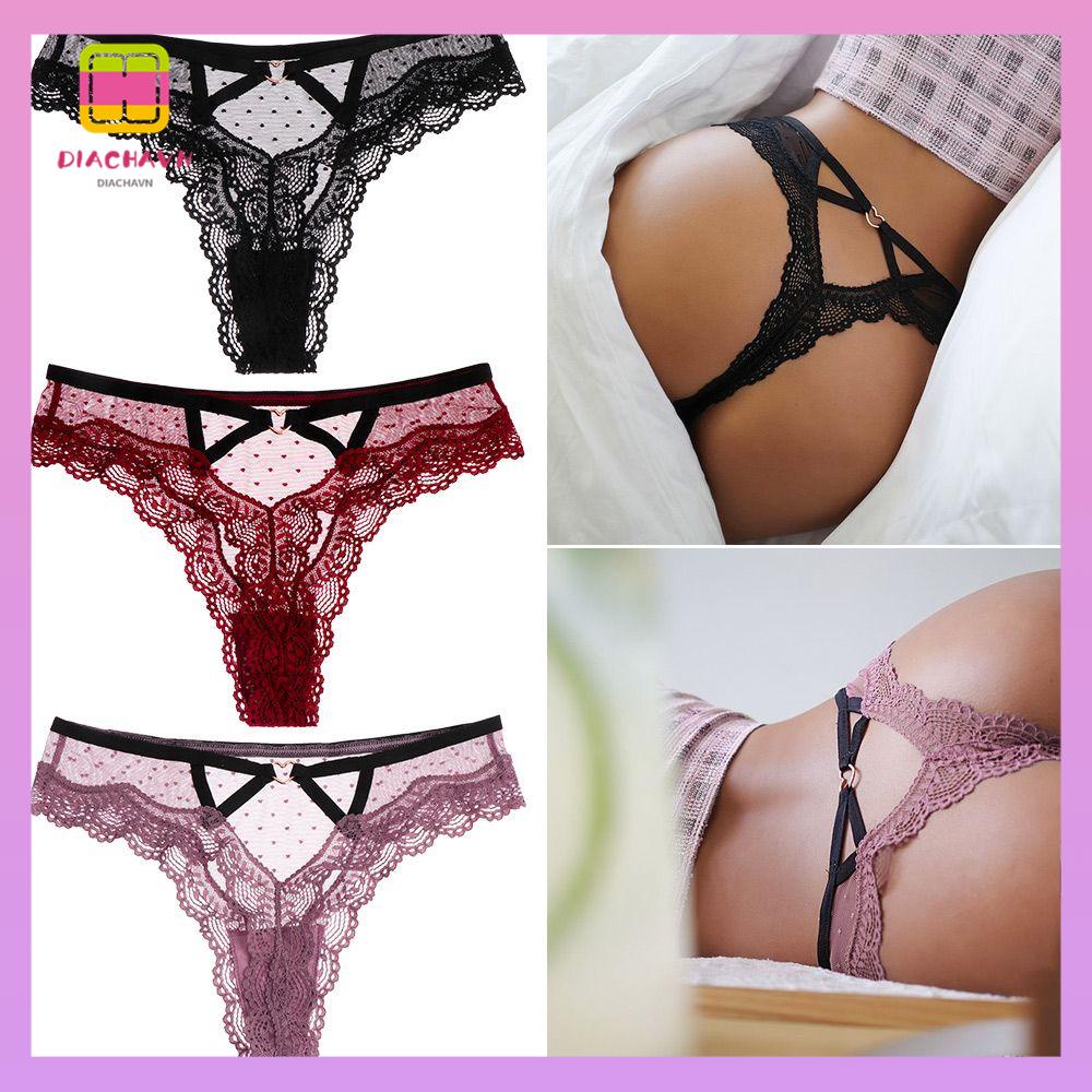 DIACHAVN Quần Lót Ren Hoa Trong Suốt Thiết Kế Khoét Quyến Rũ