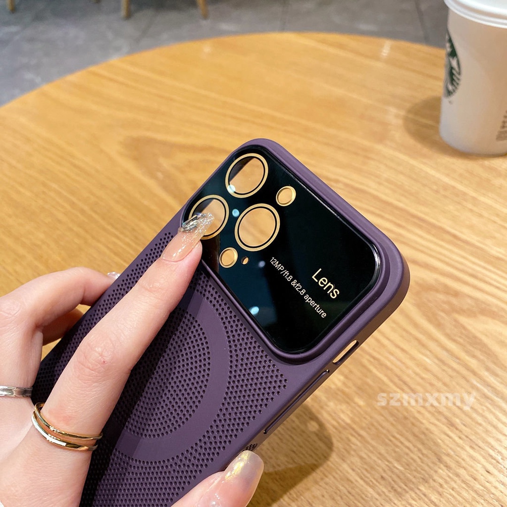 Ốp Điện Thoại Cứng Dạng Lưới Tản Nhiệt Thoáng Khí Có Từ Tính Cho IPhone 15 IP 14 13 12 Pro Max