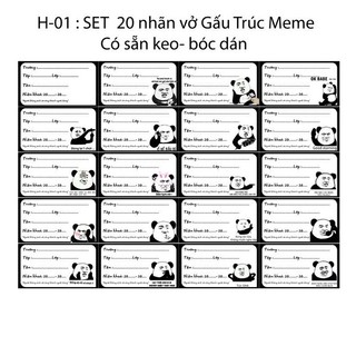 60 nhãn vở gấu trúc meme / nhãn dán gấu trúc meme ngầu bựa